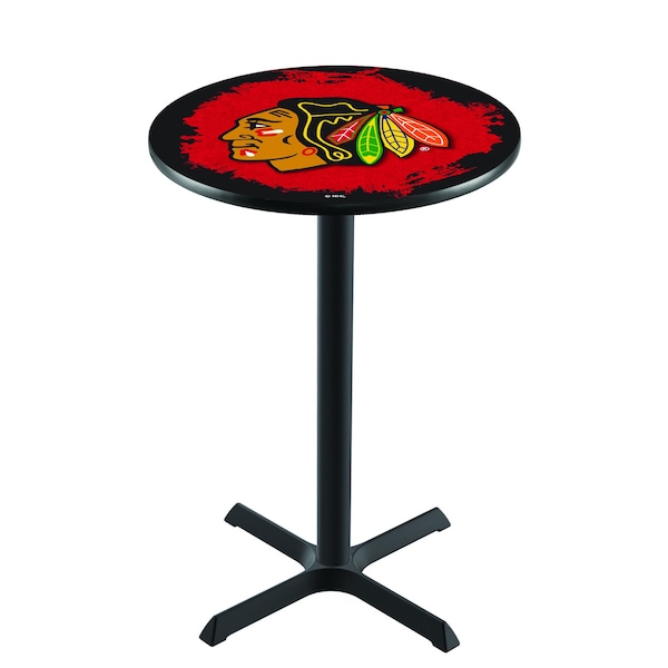 Holland Bar Stool Co 42" Blk Wrinkle Chicago Blackhawks Pub Table L211B4228ChiHwk-R - main
